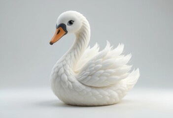 Elegant White Swan Sculpture on Light Background for Decorative Use