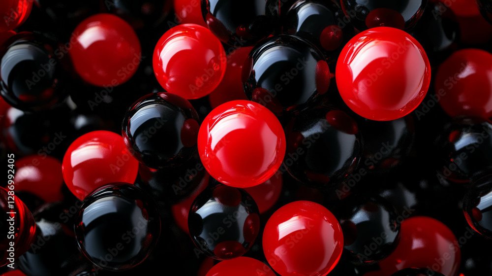 Aufkleber dynamic abstract design of floating red and black spheres for creative backgrounds