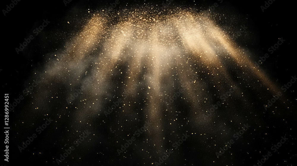 Poster ethereal floating dust motes illuminated by subtle golden light for atmospheric design