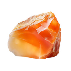 A Smooth Carnelian Stone with Vibrant Orange Color Isolated on Transparent Background