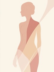 Slim female silhouette with highlighted waistline in a minimalist design showcasing elegance and simplicity. Generative AI