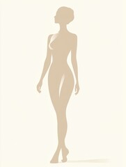 Fototapeta premium Minimalist illustration showcasing slim female silhouette with accentuated waistline for artistic expression in modern design. Generative AI