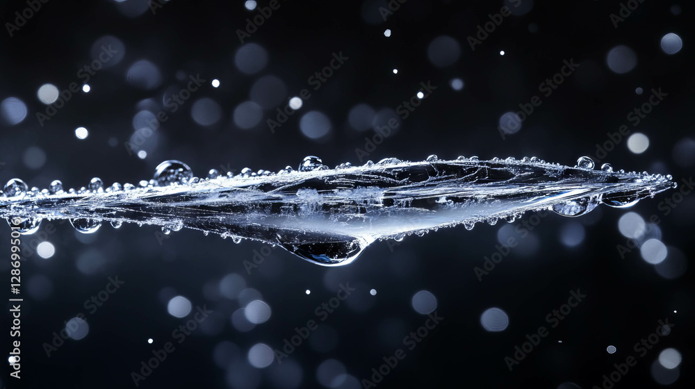 Aufkleber frozen dew drops on spider web with bokeh background for nature and winter themes