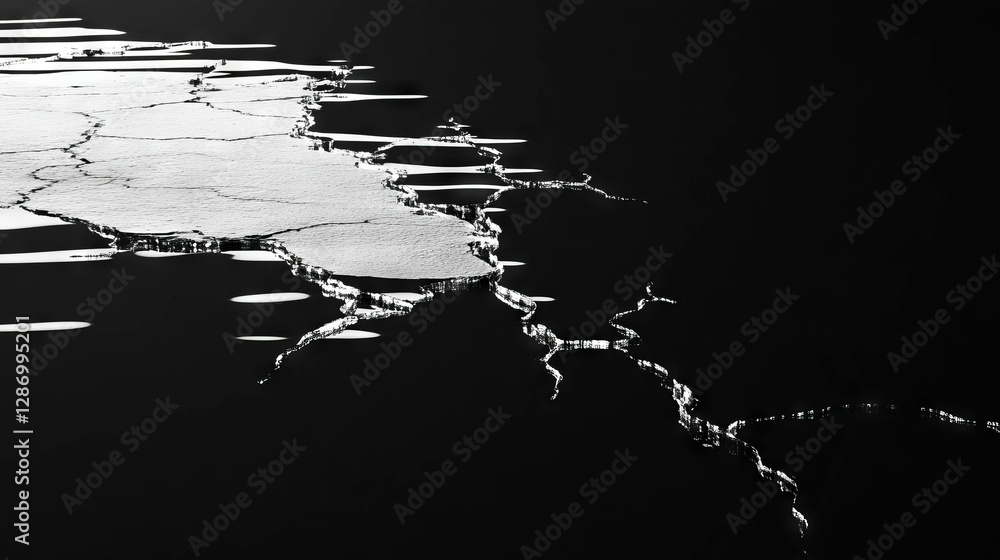 Poster abstract frozen lake surface with cracks capturing winter's natural patterns
