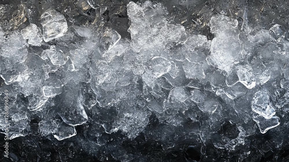 Poster intricate ice texture with embedded air bubbles for winter design