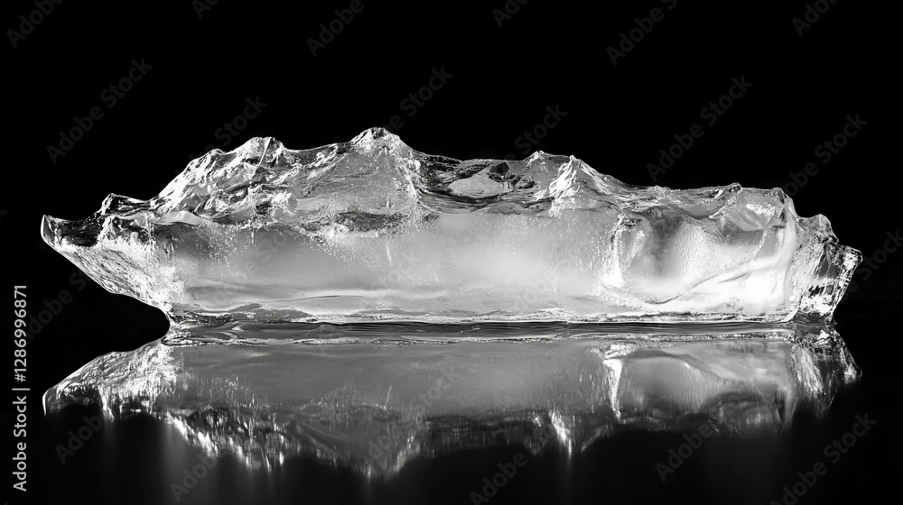 Poster textured ice surface with reflective background for cool design concepts