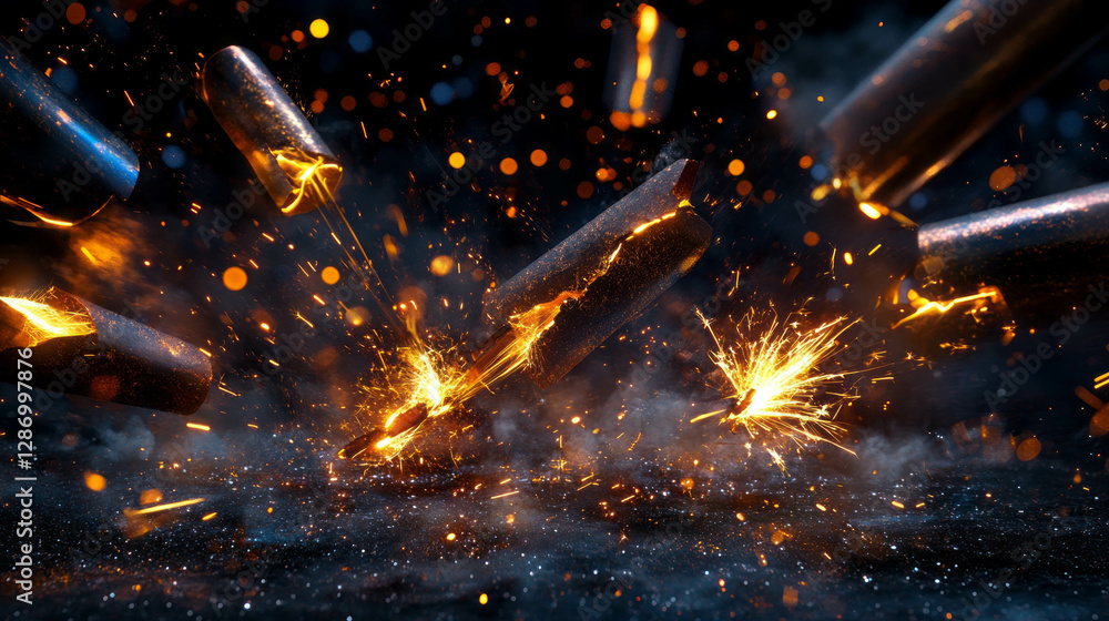 Poster dynamic background of sparks flying in multiple directions for energetic visual effects