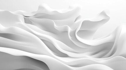Obraz premium Elegant White Fabric Flowing Abstractly with Soft Light and Smooth Curves
