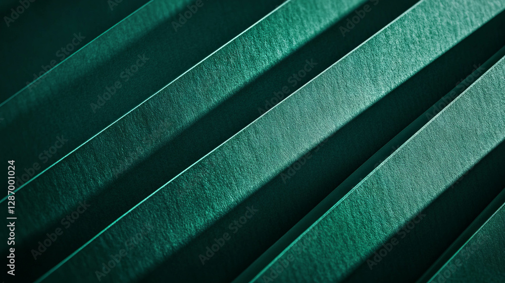 Poster angled ribbed green paper texture with dynamic light and shadow play