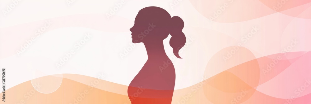 Aufkleber minimalist illustration showcasing a slim female silhouette with an emphasized waistline in a soft c