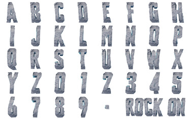 Rock stone alphabet 3D illustration