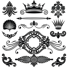 Elegant Rome-Style Calligraphic Design Elements for Vintage and Decorative Projects