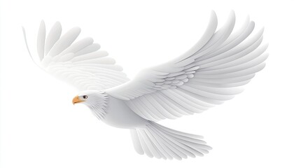 Obraz premium Majestic Bald Eagle Flying with Graceful Wings on White Background