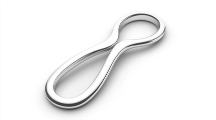 Silver Figure Eight Object on White Background for Design Element