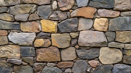 Fototapeta premium Rustic Stone Wall Texture: A Close-Up Photograph of Irregularly Shaped Stones AI Generated