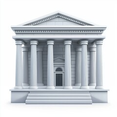 Fototapeta premium Bank building with columns isolated on white background