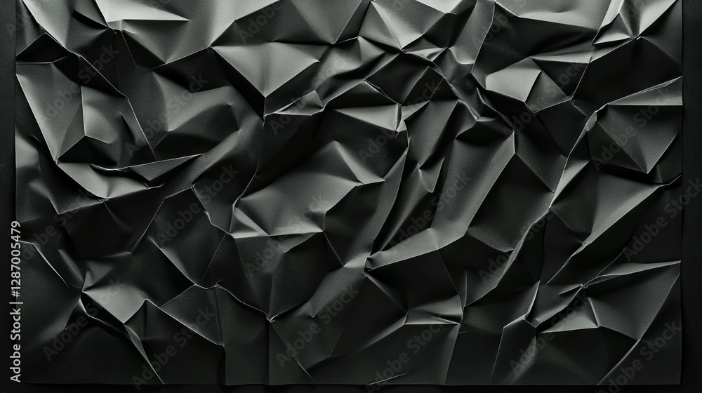 Poster abstract texture of black crumpled chaotic paper for creative design and background