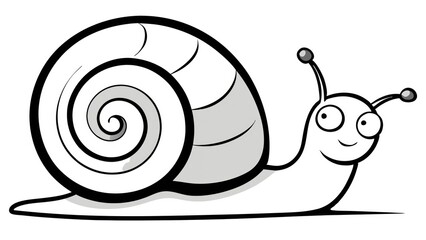 Cute Cartoon Snail with Spiraled Shell Illustration on White Background