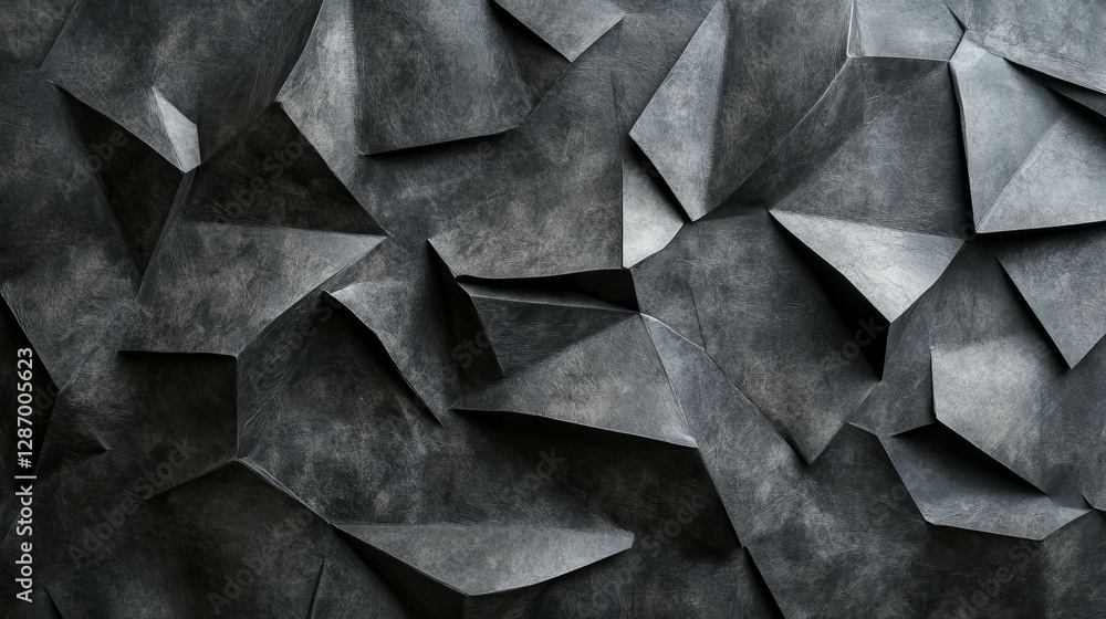 Poster abstract geometric texture of black crumpled paper with random patterns for design and art projects