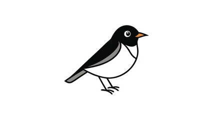 Obraz premium Charming Cartoon Black Bird Illustration