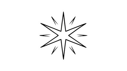 Fototapeta premium Black and White Illustration of Geometric Star, Radiant Angular Shapes in Modern Minimalist Design