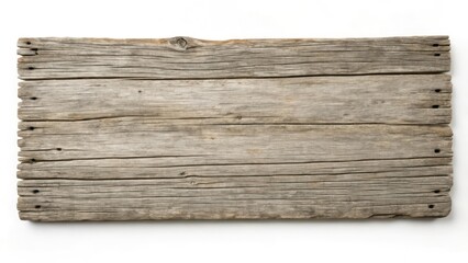 a rustic, weathered wooden sign with nail holes and visible wood grain 
