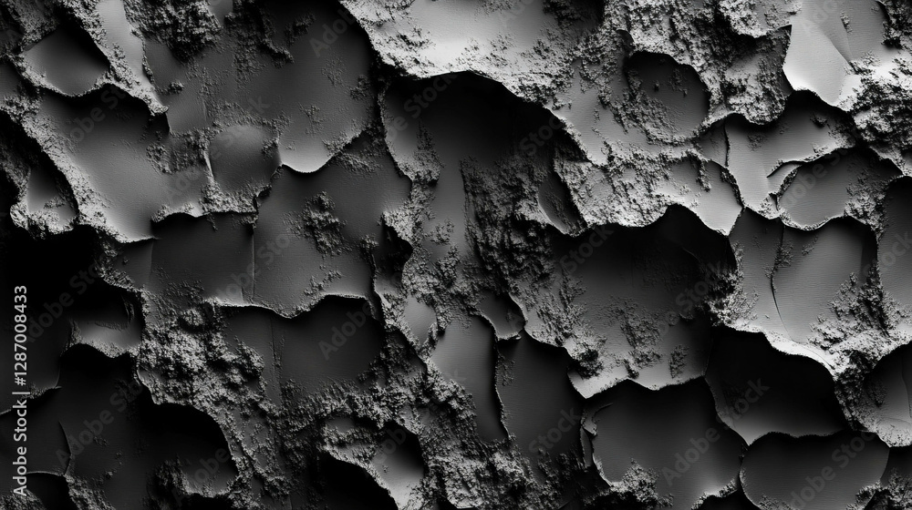 Poster abstract texture of black crumpled paper with varied patterns for creative design