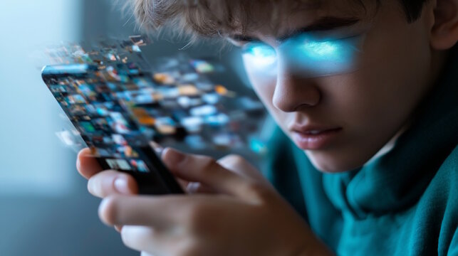 Infinite scrolling impact on teenage focus and attention in digital age, highlighting distraction and technology influence