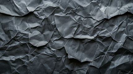 Abstract black crumpled paper texture with smooth creases for creative design