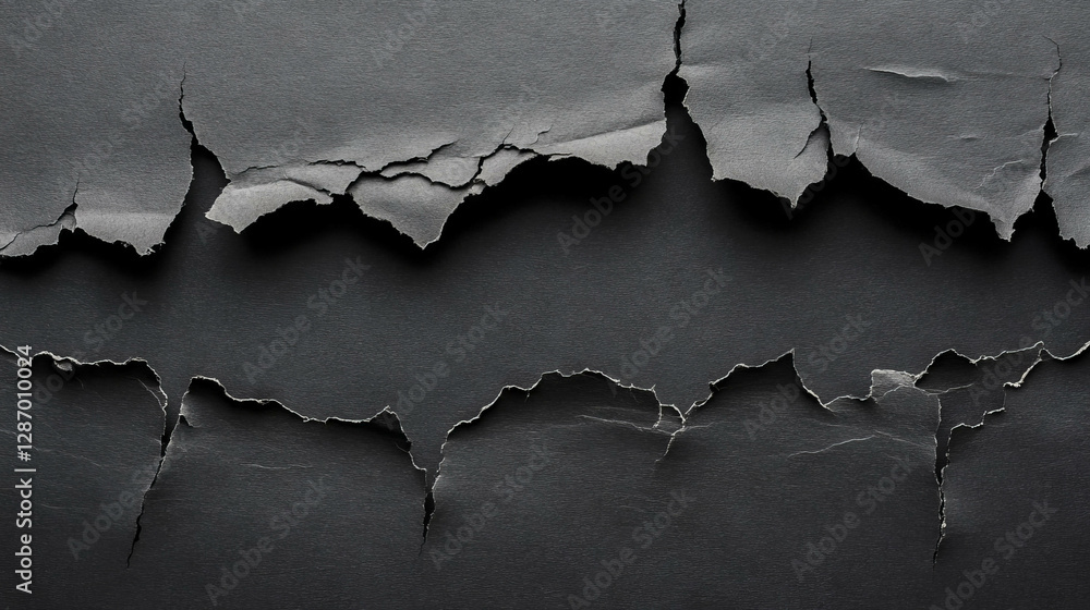 Aufkleber abstract texture of torn black paper with frayed edges for creative design and background