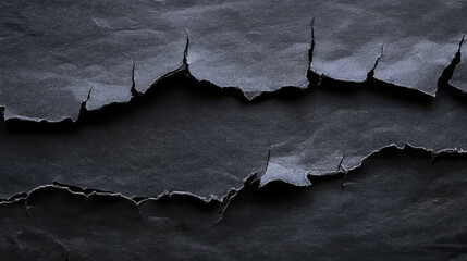 Torn black rumpled paper texture with jagged edges for creative design projects