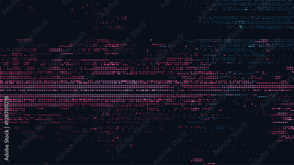 Poster Abstract digital background with glitch effect and pixelated dots. black background. Big data visualization concept. dark vector illustration banner.