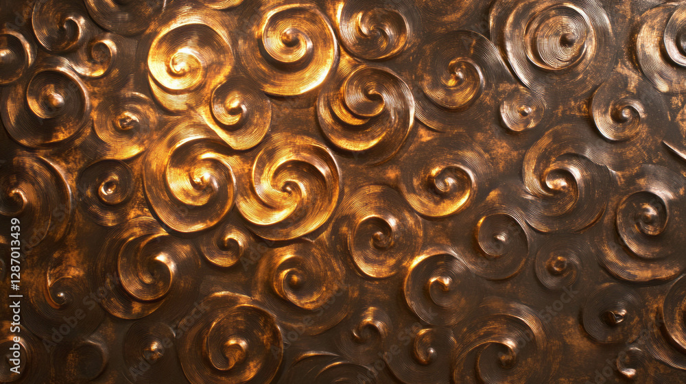 Poster intricate bronze texture with swirling patterns for wall art or design projects