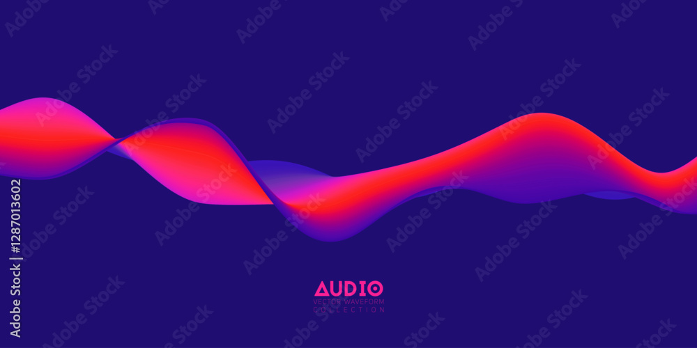 Poster gradient sound wave abstract background. colorful flow of music wave. vector vibrant fluid splash.
