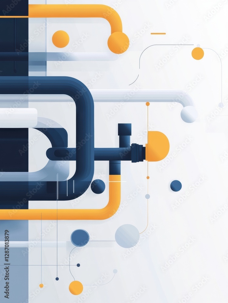 Poster Gas pipeline network flow infographic representing modern energy transportation systems online. Generative AI