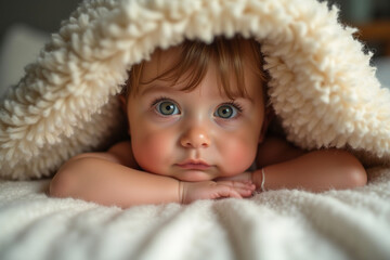 Adorable Baby Under a Cozy Blanket