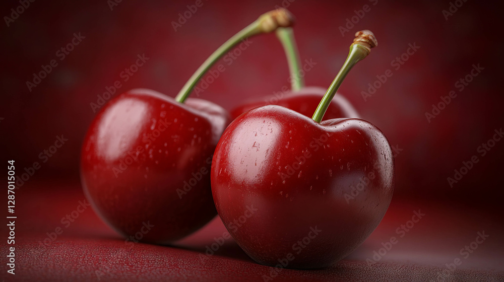 Poster close-up of smooth cherry texture with fine pores for design elements