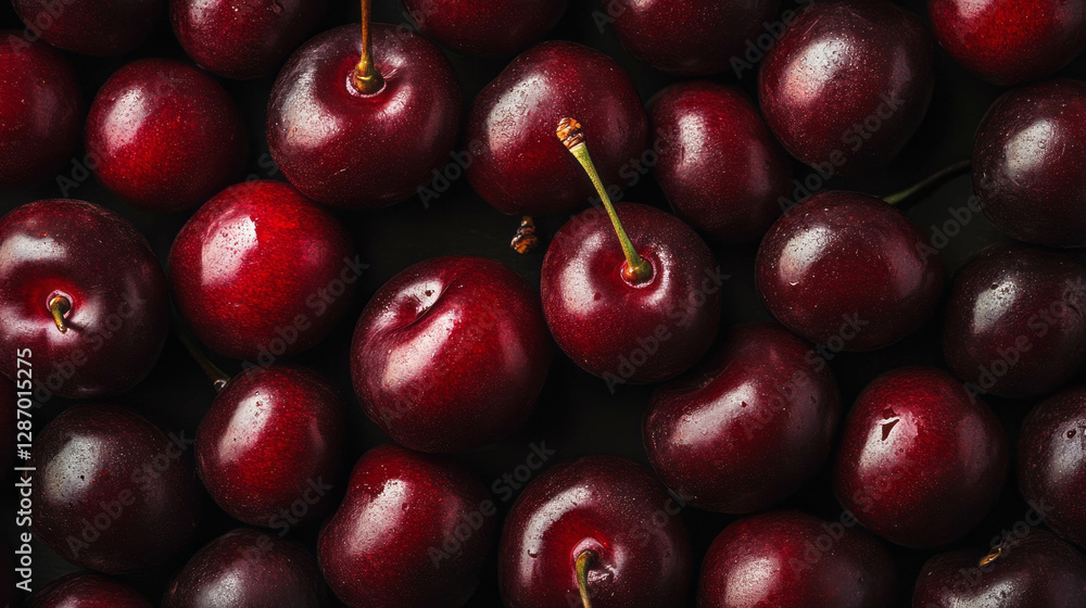 Poster natural cherry texture with matte varnish and soft shadows for design and decoration