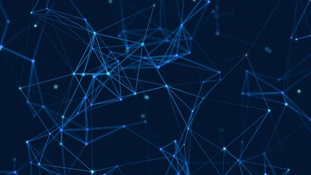 Data technology and scientific illustration. Abstract motion background of connected dots and lines. 3d rendering. Seamless loop. 4K	 - Powered by Adobe