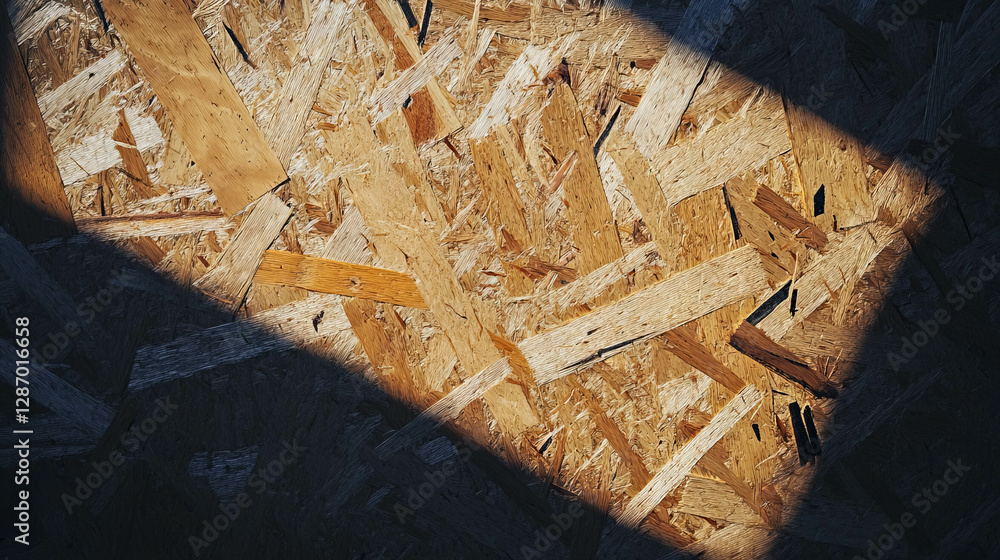 Aufkleber coarse osb texture with large strands and dark shadows for design elements