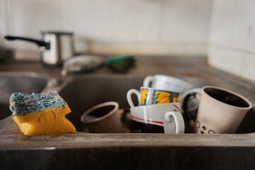 A sponge and a full sink