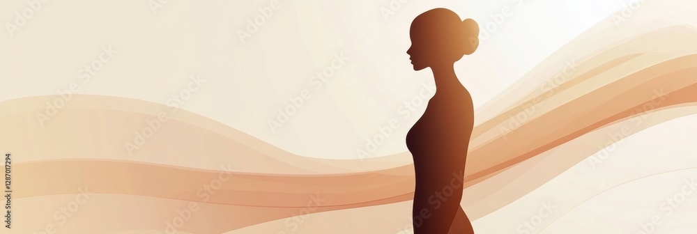 Aufkleber minimalist silhouette of a slim female figure with an accentuated waistline in soft color gradient. 