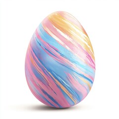 Easter egg with soft pastel watercolor brushstrokes isolated on white background