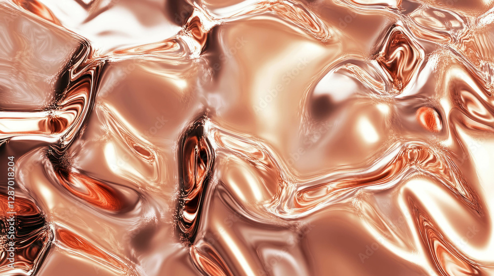 Poster abstract copper and water texture - unique metallic fluid pattern for artistic design