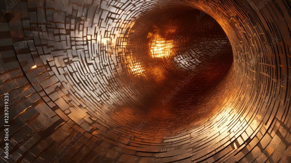 Poster abstract copper texture with linear patterns and soft light for interior design inspiration