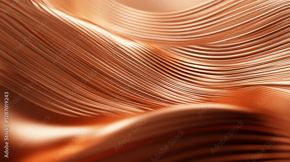 Poster elegant copper texture with linear patterns and soft light for creative design projects