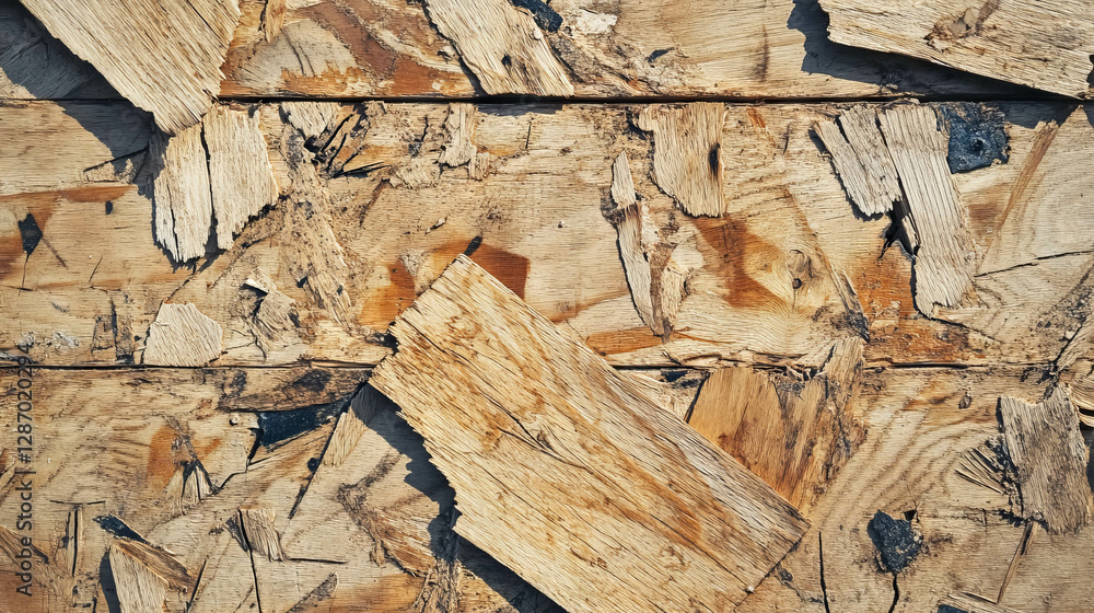 Aufkleber rustic texture of damaged plywood with cracks and splinters for design and background use