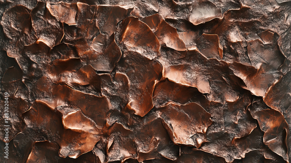 Poster abstract texture of dark copper with deep shadows and rough surface for artistic background design