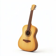 Obraz premium Guitar with wooden texture isolated on white background