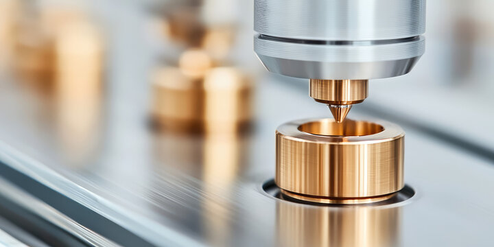 CNC milling machine cutting copper electrode parts, modern technology in electronics manufacturing